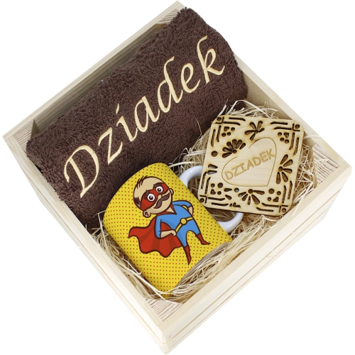 SUPER PREZENT DLA DZIADKA RĘCZNIK + KUBEK SKRZYNKA