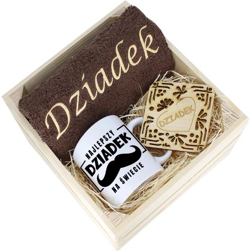 SUPER PREZENT DLA DZIADKA RĘCZNIK + KUBEK SKRZYNKA