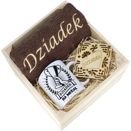 SUPER PREZENT DLA DZIADKA RĘCZNIK + KUBEK SKRZYNKA