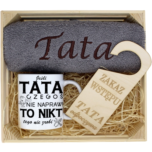 PREZENT DLA TATY RĘCZNIK + KUBEK DZIEŃ OJCA TATA