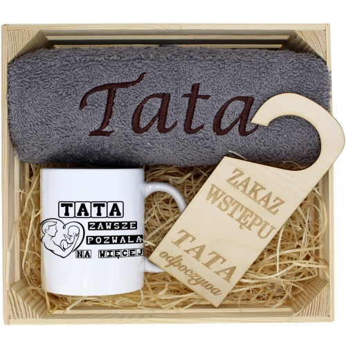 PREZENT DLA TATY RĘCZNIK + KUBEK DZIEŃ OJCA TATA