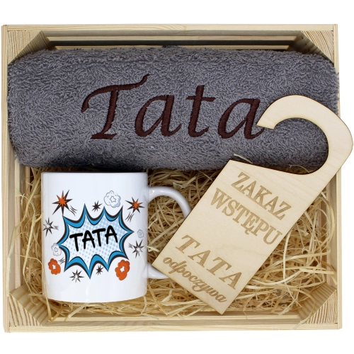 PREZENT DLA TATY RĘCZNIK + KUBEK DZIEŃ OJCA TATA