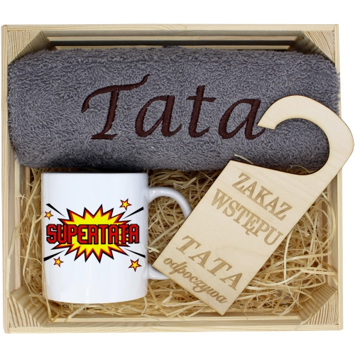 PREZENT DLA TATY RĘCZNIK + KUBEK DZIEŃ OJCA TATA