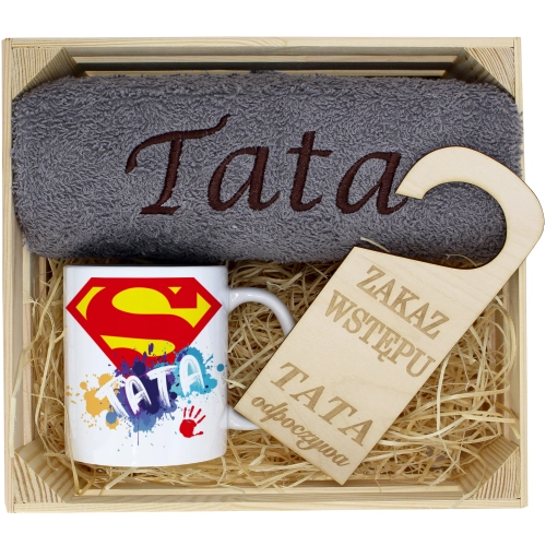 PREZENT DLA TATY RĘCZNIK + KUBEK DZIEŃ OJCA TATA