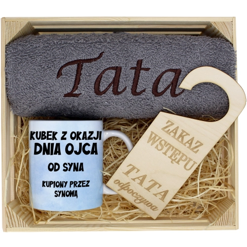 PREZENT DLA TATY RĘCZNIK + KUBEK DZIEŃ OJCA TATA