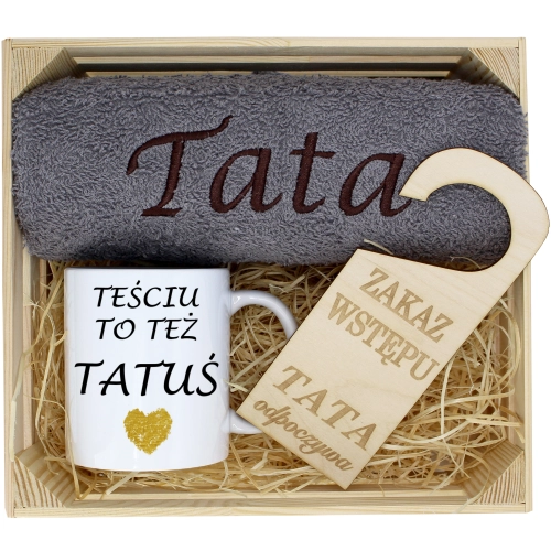 PREZENT DLA TATY RĘCZNIK + KUBEK DZIEŃ OJCA TATA