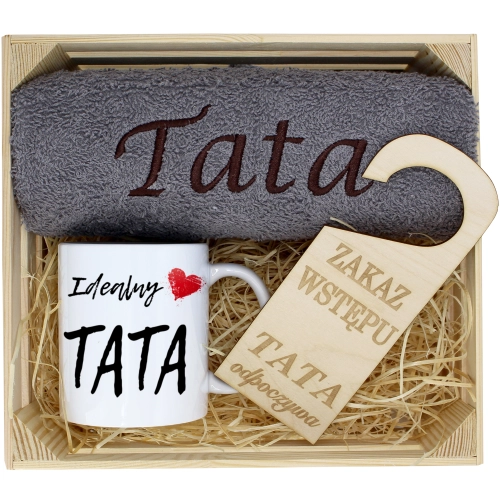 PREZENT DLA TATY RĘCZNIK + KUBEK DZIEŃ OJCA TATA