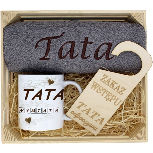PREZENT DLA TATY RĘCZNIK + KUBEK DZIEŃ OJCA TATA