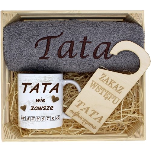 PREZENT DLA TATY RĘCZNIK + KUBEK DZIEŃ OJCA TATA