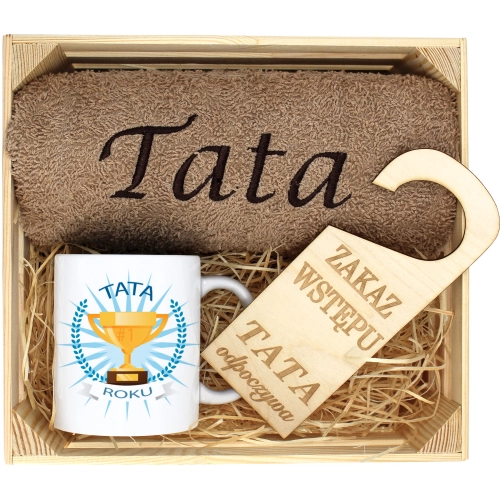 PREZENT DLA TATY RĘCZNIK + KUBEK DZIEŃ OJCA TATA
