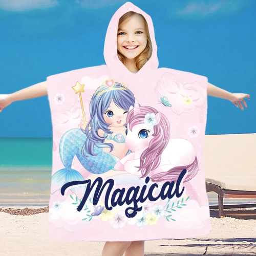 PONCHO DZIECIĘCE 60x90CM RĘCZNIK PLAŻOWY KĄPIELOWY OKRYCIE Z KAPTURKIEM