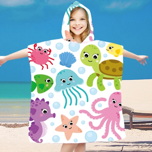 PONCHO DZIECIĘCE 60x90CM RĘCZNIK PLAŻOWY KĄPIELOWY OKRYCIE Z KAPTURKIEM