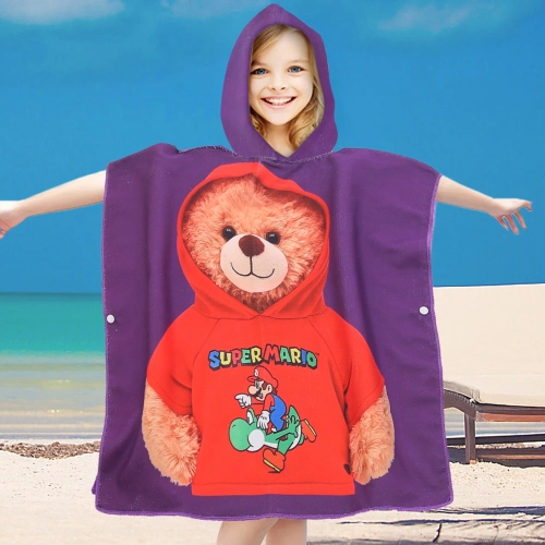 PONCHO DZIECIĘCE 60x90CM RĘCZNIK PLAŻOWY KĄPIELOWY OKRYCIE Z KAPTURKIEM
