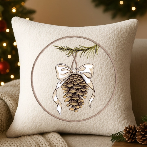 poszewka bouclé świąteczna z haftem 40x40 cm