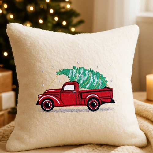 poszewka bożonarodzeniowa bouclé z haftem