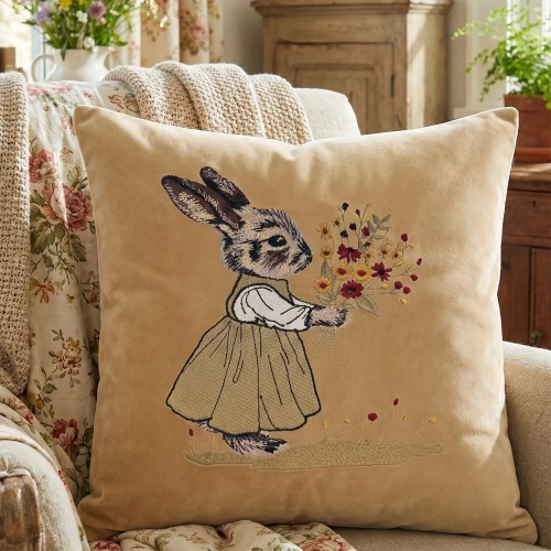 POSZEWKA DEKORACYJNA PREMIUM WELUROWA 40x40 Z HAFTEM WIELKANOCNA VELVET