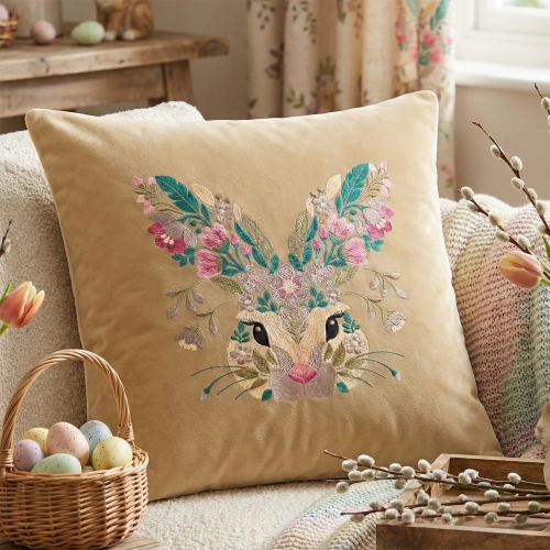 POSZEWKA DEKORACYJNA PREMIUM WELUROWA 40x40 Z HAFTEM WIELKANOCNA VELVET