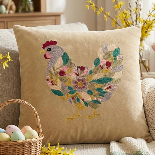 POSZEWKA DEKORACYJNA PREMIUM WELUROWA 40x40 Z HAFTEM WIELKANOCNA VELVET