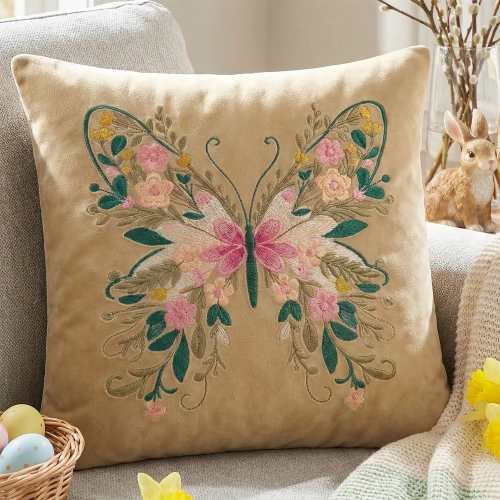 POSZEWKA DEKORACYJNA PREMIUM WELUROWA 40x40 Z HAFTEM WIELKANOCNA VELVET