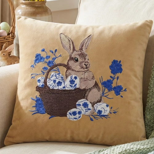 POSZEWKA DEKORACYJNA PREMIUM WELUROWA 40x40 Z HAFTEM WIELKANOCNA VELVET