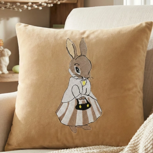 POSZEWKA DEKORACYJNA PREMIUM WELUROWA 40x40 Z HAFTEM WIELKANOCNA VELVET