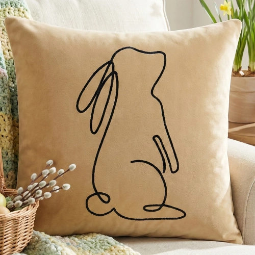 POSZEWKA DEKORACYJNA PREMIUM WELUROWA 40x40 Z HAFTEM WIELKANOCNA VELVET