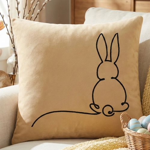 POSZEWKA DEKORACYJNA PREMIUM WELUROWA 40x40 Z HAFTEM WIELKANOCNA VELVET