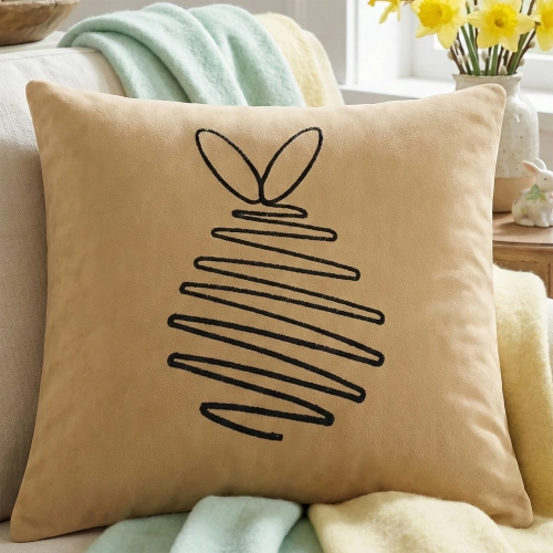 POSZEWKA DEKORACYJNA PREMIUM WELUROWA 40x40 Z HAFTEM WIELKANOCNA VELVET