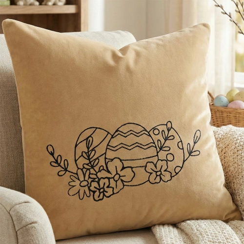 POSZEWKA DEKORACYJNA PREMIUM WELUROWA 40x40 Z HAFTEM WIELKANOCNA VELVET