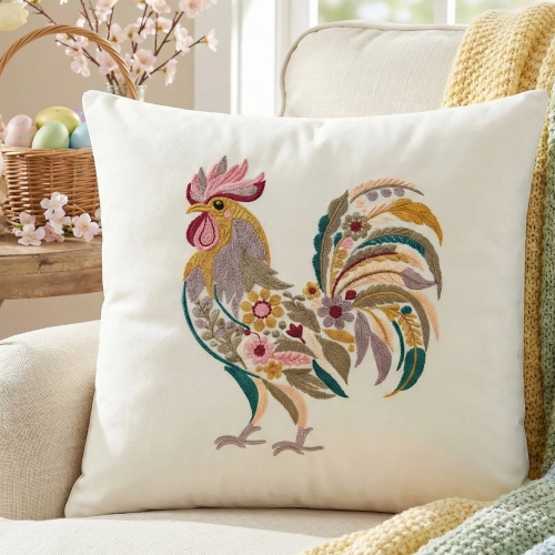 POSZEWKA DEKORACYJNA PREMIUM WELUROWA 40x40 Z HAFTEM WIELKANOCNA VELVET