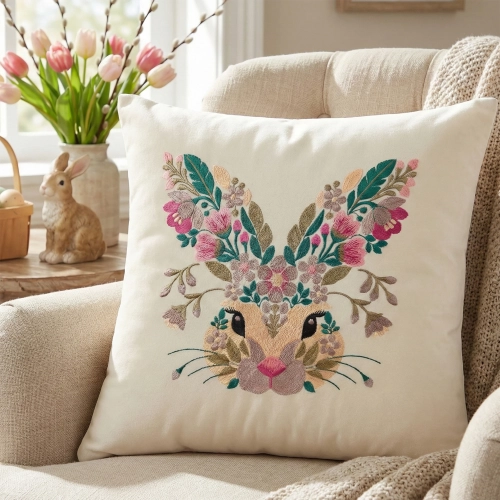 POSZEWKA DEKORACYJNA PREMIUM WELUROWA 40x40 Z HAFTEM WIELKANOCNA VELVET