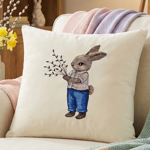 POSZEWKA DEKORACYJNA PREMIUM WELUROWA 40x40 Z HAFTEM WIELKANOCNA VELVET