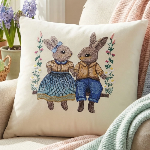 POSZEWKA DEKORACYJNA PREMIUM WELUROWA 40x40 Z HAFTEM WIELKANOCNA VELVET