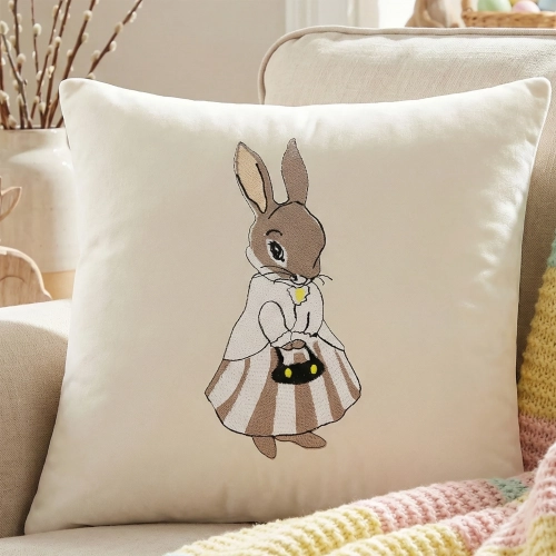 POSZEWKA DEKORACYJNA PREMIUM WELUROWA 40x40 Z HAFTEM WIELKANOCNA VELVET