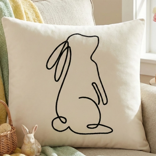 POSZEWKA DEKORACYJNA PREMIUM WELUROWA 40x40 Z HAFTEM WIELKANOCNA VELVET