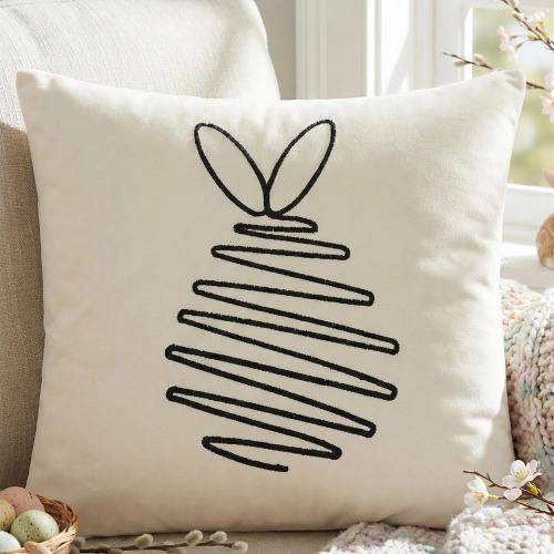 POSZEWKA DEKORACYJNA PREMIUM WELUROWA 40x40 Z HAFTEM WIELKANOCNA VELVET