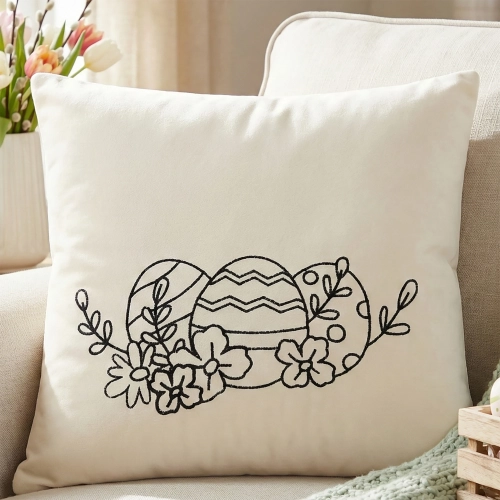 POSZEWKA DEKORACYJNA PREMIUM WELUROWA 40x40 Z HAFTEM WIELKANOCNA VELVET