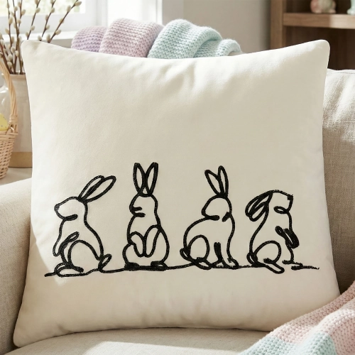 POSZEWKA DEKORACYJNA PREMIUM WELUROWA 40x40 Z HAFTEM WIELKANOCNA VELVET