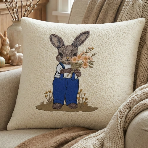 POSZEWKA DEKORACYJNA PREMIUM WELUROWA 40x40 Z HAFTEM WIELKANOCNA VELVET