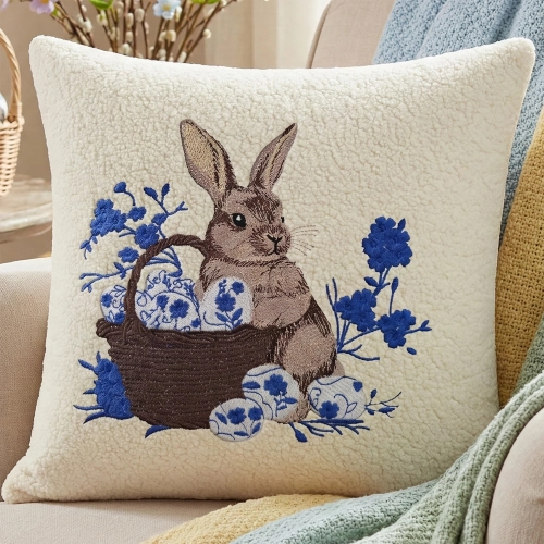 POSZEWKA DEKORACYJNA PREMIUM WELUROWA 40x40 Z HAFTEM WIELKANOCNA VELVET