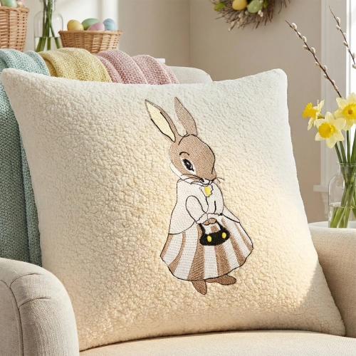 POSZEWKA DEKORACYJNA PREMIUM WELUROWA 40x40 Z HAFTEM WIELKANOCNA VELVET