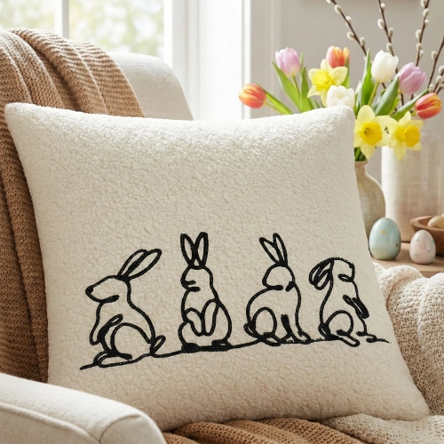 POSZEWKA DEKORACYJNA PREMIUM WELUROWA 40x40 Z HAFTEM WIELKANOCNA VELVET