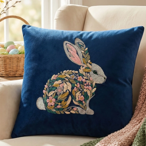 POSZEWKA DEKORACYJNA PREMIUM WELUROWA 40x40 Z HAFTEM WIELKANOCNA VELVET