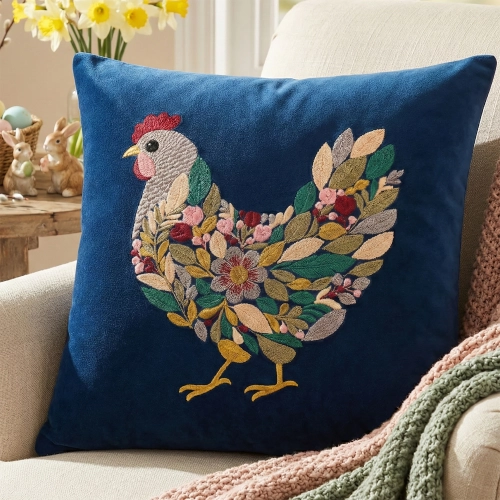 POSZEWKA DEKORACYJNA PREMIUM WELUROWA 40x40 Z HAFTEM WIELKANOCNA VELVET