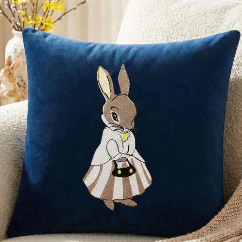 POSZEWKA DEKORACYJNA PREMIUM WELUROWA 40x40 Z HAFTEM WIELKANOCNA VELVET