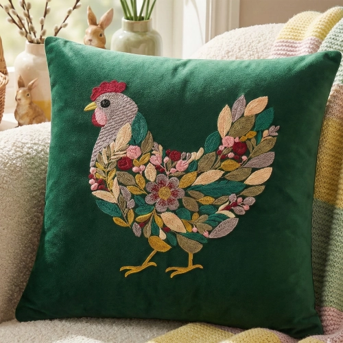 POSZEWKA DEKORACYJNA PREMIUM WELUROWA 40x40 Z HAFTEM WIELKANOCNA VELVET