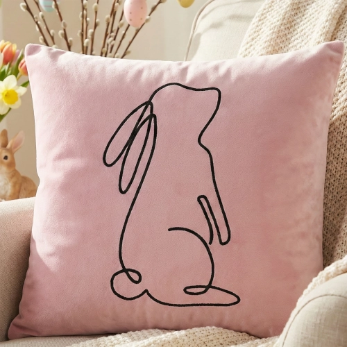 POSZEWKA DEKORACYJNA PREMIUM WELUROWA 40x40 Z HAFTEM WIELKANOCNA VELVET