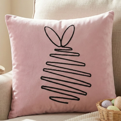 POSZEWKA DEKORACYJNA PREMIUM WELUROWA 40x40 Z HAFTEM WIELKANOCNA VELVET