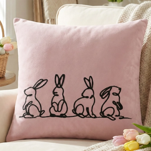 POSZEWKA DEKORACYJNA PREMIUM WELUROWA 40x40 Z HAFTEM WIELKANOCNA VELVET