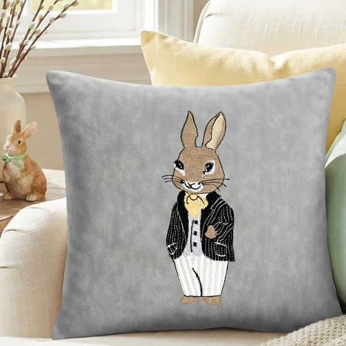 POSZEWKA DEKORACYJNA PREMIUM WELUROWA 40x40 Z HAFTEM WIELKANOCNA VELVET